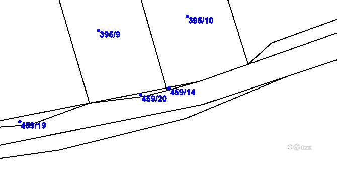Parcela st. 459/14 v KÚ Kaceřov, Katastrální mapa