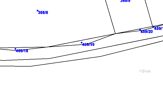 Parcela st. 459/19 v KÚ Kaceřov, Katastrální mapa