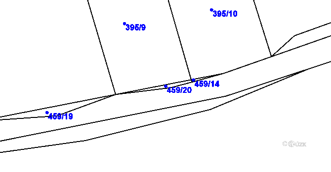 Parcela st. 459/20 v KÚ Kaceřov, Katastrální mapa