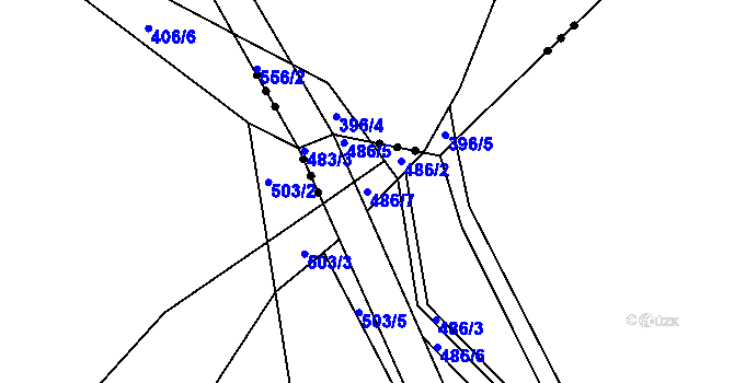 Parcela st. 486/7 v KÚ Kaceřov, Katastrální mapa