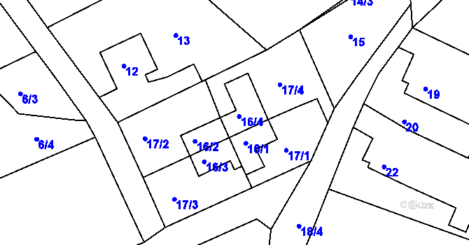 Parcela st. 16/4 v KÚ Horní Pochlovice, Katastrální mapa