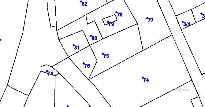 Parcela st. 75 v KÚ Horní Pochlovice, Katastrální mapa