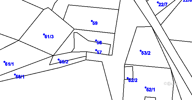 Parcela st. 57 v KÚ Kaceřov u Kynšperka nad Ohří, Katastrální mapa