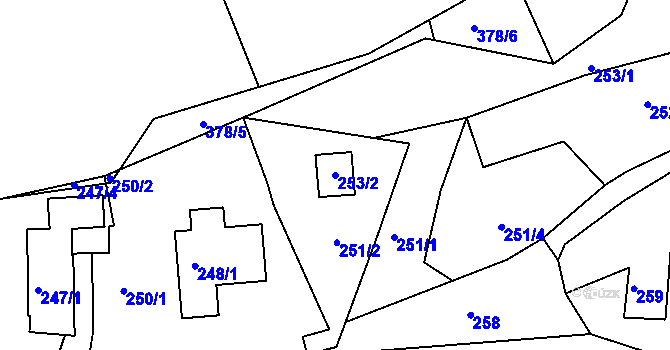 Parcela st. 253/2 v KÚ Kaceřov u Kynšperka nad Ohří, Katastrální mapa