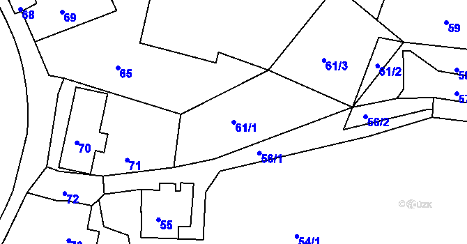 Parcela st. 61/1 v KÚ Kaceřov u Kynšperka nad Ohří, Katastrální mapa