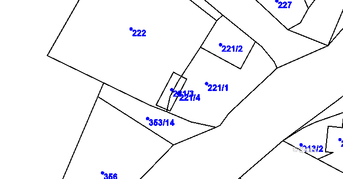 Parcela st. 221/3 v KÚ Kaceřov u Kynšperka nad Ohří, Katastrální mapa