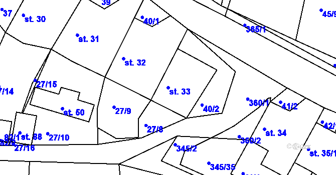 Parcela st. 33 v KÚ Káciň, Katastrální mapa
