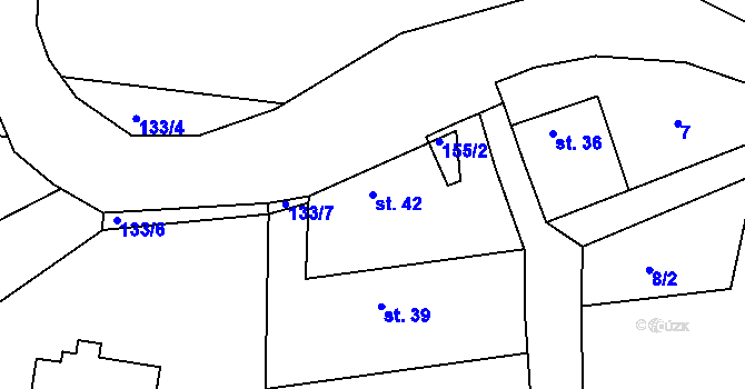 Parcela st. 42 v KÚ Káciň, Katastrální mapa
