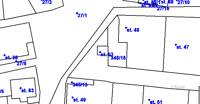 Parcela st. 53 v KÚ Káciň, Katastrální mapa