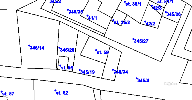 Parcela st. 59 v KÚ Káciň, Katastrální mapa