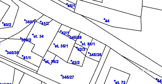 Parcela st. 81/1 v KÚ Káciň, Katastrální mapa