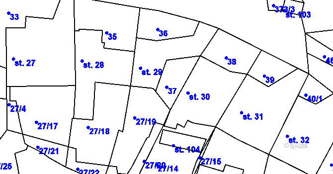 Parcela st. 37 v KÚ Káciň, Katastrální mapa
