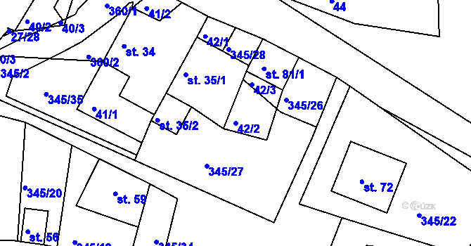 Parcela st. 42/2 v KÚ Káciň, Katastrální mapa