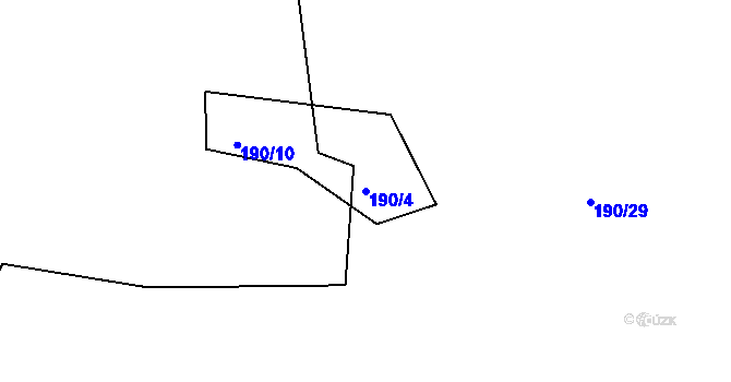 Parcela st. 190/4 v KÚ Káciň, Katastrální mapa