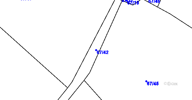 Parcela st. 67/42 v KÚ Káciň, Katastrální mapa