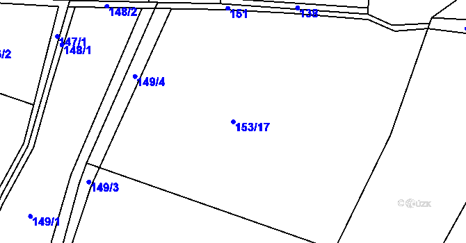 Parcela st. 153/17 v KÚ Káciň, Katastrální mapa