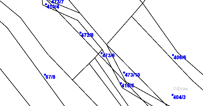 Parcela st. 473/9 v KÚ Káciň, Katastrální mapa