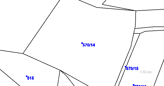 Parcela st. 570/14 v KÚ Káciň, Katastrální mapa