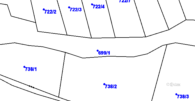 Parcela st. 699/1 v KÚ Káciň, Katastrální mapa