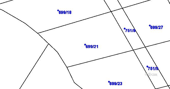 Parcela st. 699/21 v KÚ Káciň, Katastrální mapa