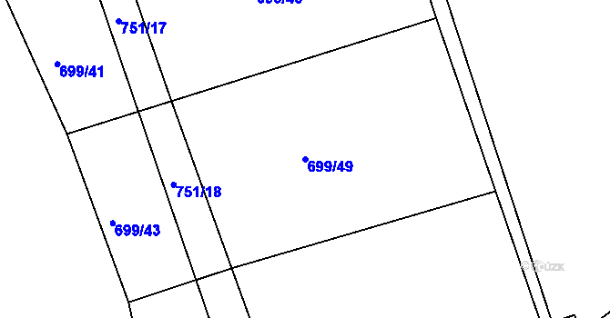 Parcela st. 699/49 v KÚ Káciň, Katastrální mapa