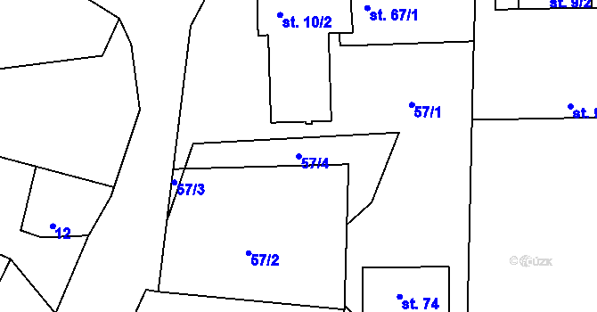 Parcela st. 57/4 v KÚ Káciň, Katastrální mapa