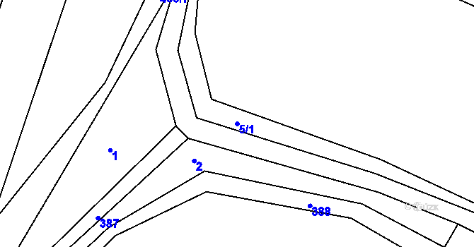 Parcela st. 5/1 v KÚ Zderadinky, Katastrální mapa