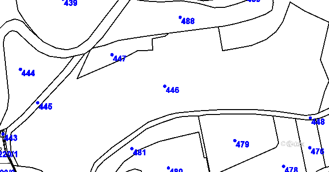 Parcela st. 446 v KÚ Zderadinky, Katastrální mapa