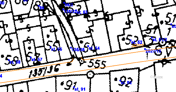 Parcela st. 54 v KÚ Kácov, Katastrální mapa