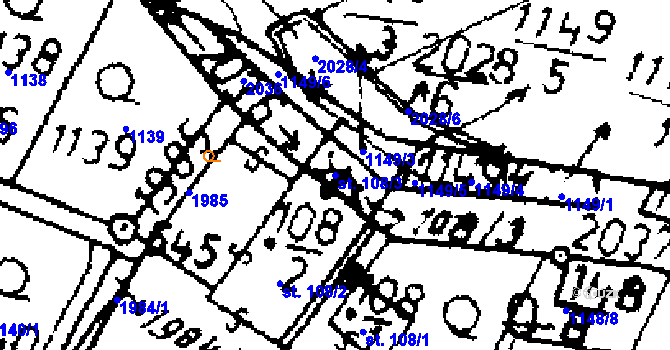 Parcela st. 108/3 v KÚ Kácov, Katastrální mapa