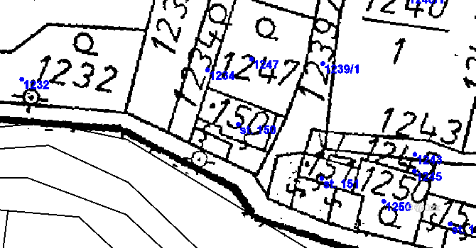 Parcela st. 150 v KÚ Kácov, Katastrální mapa