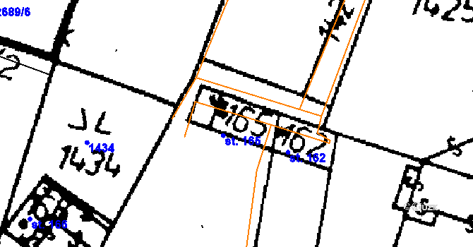 Parcela st. 165 v KÚ Kácov, Katastrální mapa