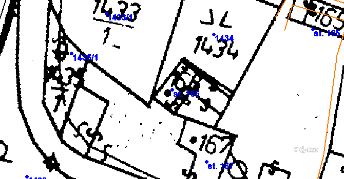 Parcela st. 166 v KÚ Kácov, Katastrální mapa