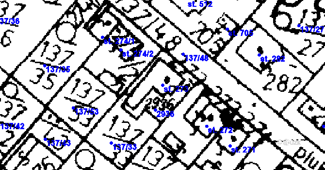 Parcela st. 273 v KÚ Kácov, Katastrální mapa