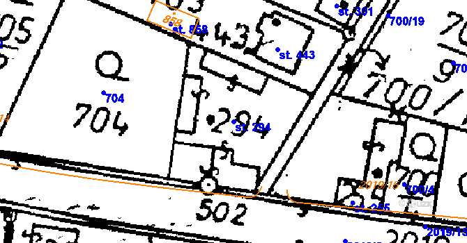 Parcela st. 294 v KÚ Kácov, Katastrální mapa