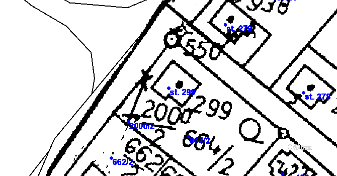 Parcela st. 299 v KÚ Kácov, Katastrální mapa