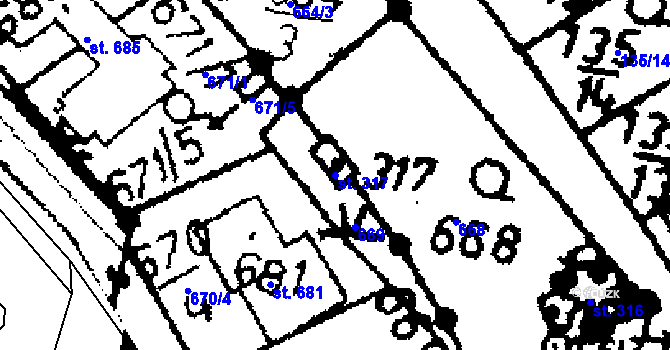 Parcela st. 317 v KÚ Kácov, Katastrální mapa