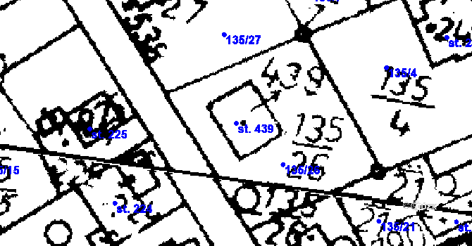 Parcela st. 439 v KÚ Kácov, Katastrální mapa