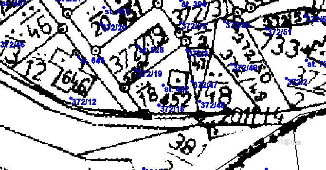Parcela st. 452 v KÚ Kácov, Katastrální mapa