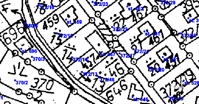 Parcela st. 457 v KÚ Kácov, Katastrální mapa