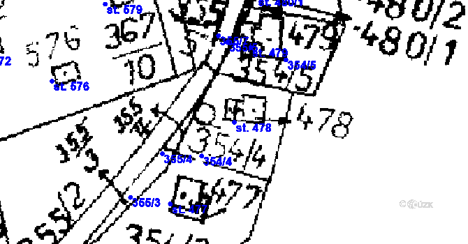 Parcela st. 478 v KÚ Kácov, Katastrální mapa