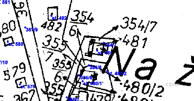 Parcela st. 481 v KÚ Kácov, Katastrální mapa
