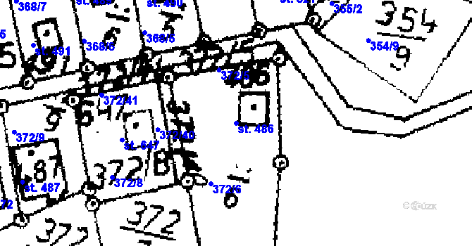 Parcela st. 486 v KÚ Kácov, Katastrální mapa