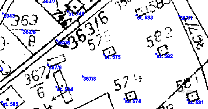 Parcela st. 575 v KÚ Kácov, Katastrální mapa