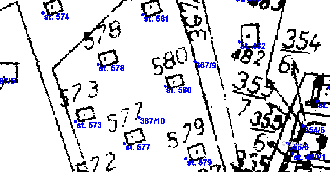 Parcela st. 580 v KÚ Kácov, Katastrální mapa