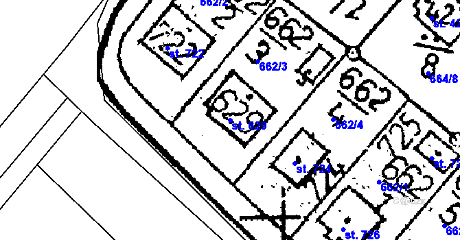 Parcela st. 629 v KÚ Kácov, Katastrální mapa