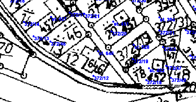 Parcela st. 646 v KÚ Kácov, Katastrální mapa