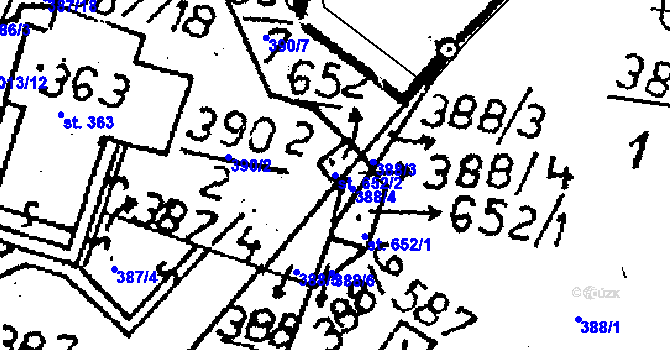 Parcela st. 652/2 v KÚ Kácov, Katastrální mapa