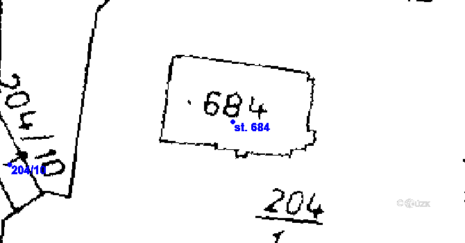 Parcela st. 684 v KÚ Kácov, Katastrální mapa