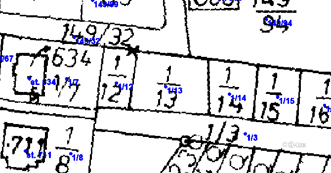 Parcela st. 1/13 v KÚ Kácov, Katastrální mapa